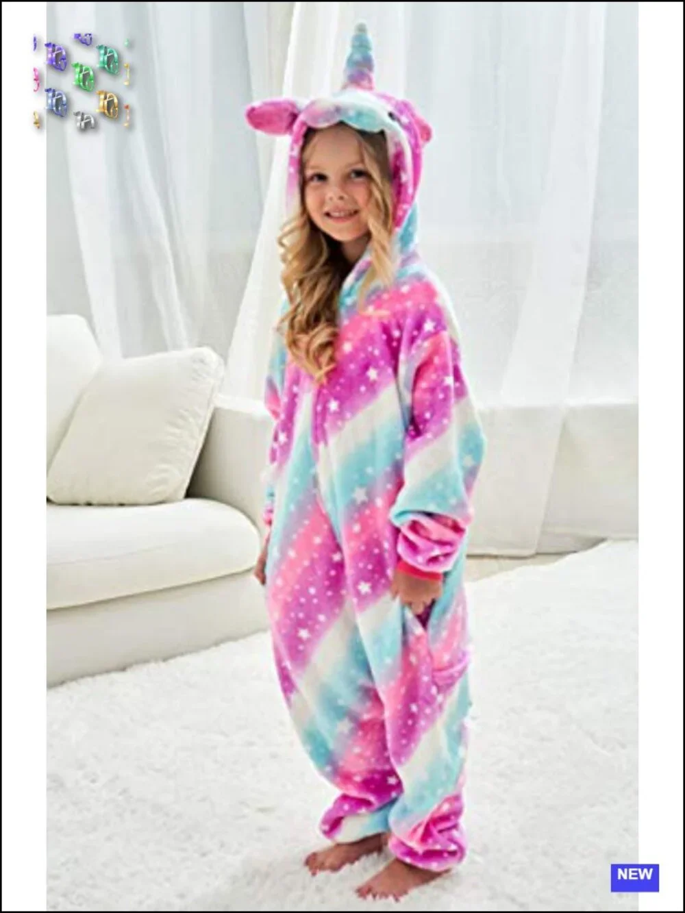 Girls Unicorn Hooded Onesie Halloween One Piece Costume Flannel